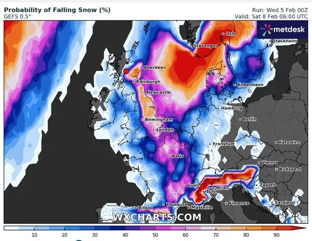 英国天气图显示了英国人最有可能看到大雪覆盖整个国家的确切日期
