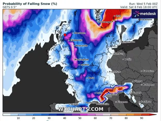 英国天气图显示了英国人最有可能看到大雪覆盖整个国家的确切日期